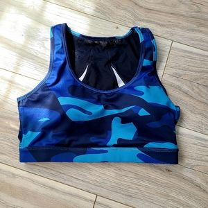 Blue Camo Mesh Sports Bra